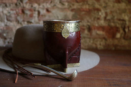 Mate Imperial de Cuero y Bronce con Bombilla