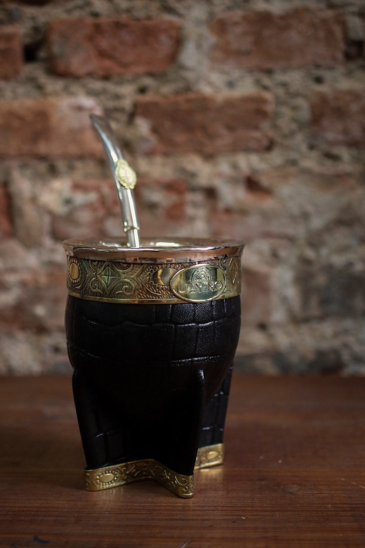 Mate Imperial de Cuero y Bronce con Bombilla