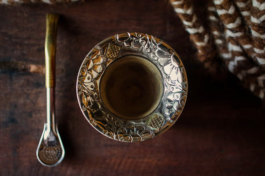 Mate de Cuero y Alpaca con Bombilla