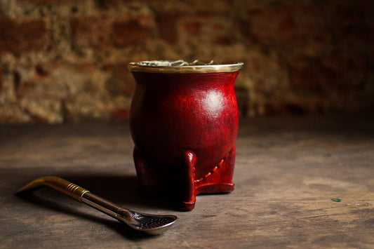 Mate de Cuero y Alpaca con Bombilla