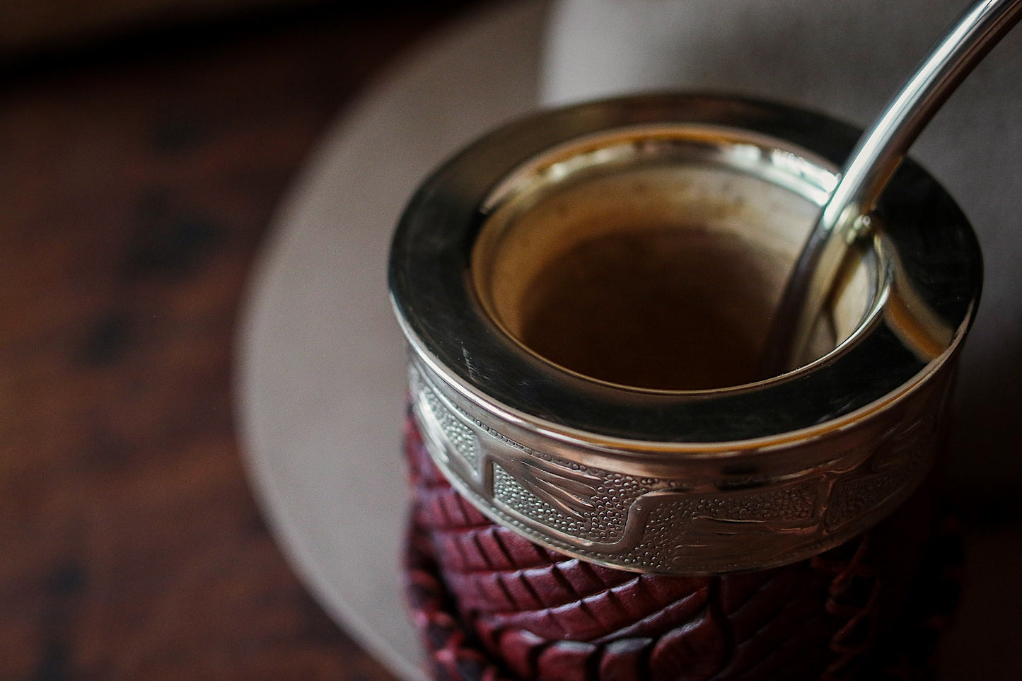 Mate criollo forrado en Cuero Natural y Bombilla