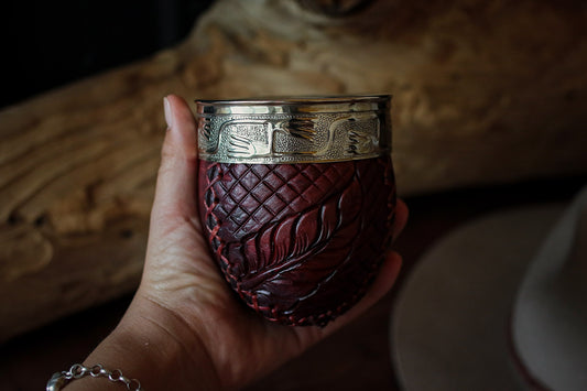 Mate criollo forrado en Cuero Natural y Bombilla