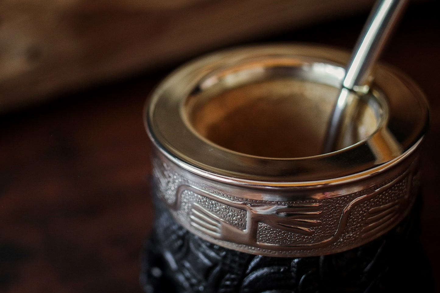 Mate criollo forrado en Cuero Natural y Bombilla