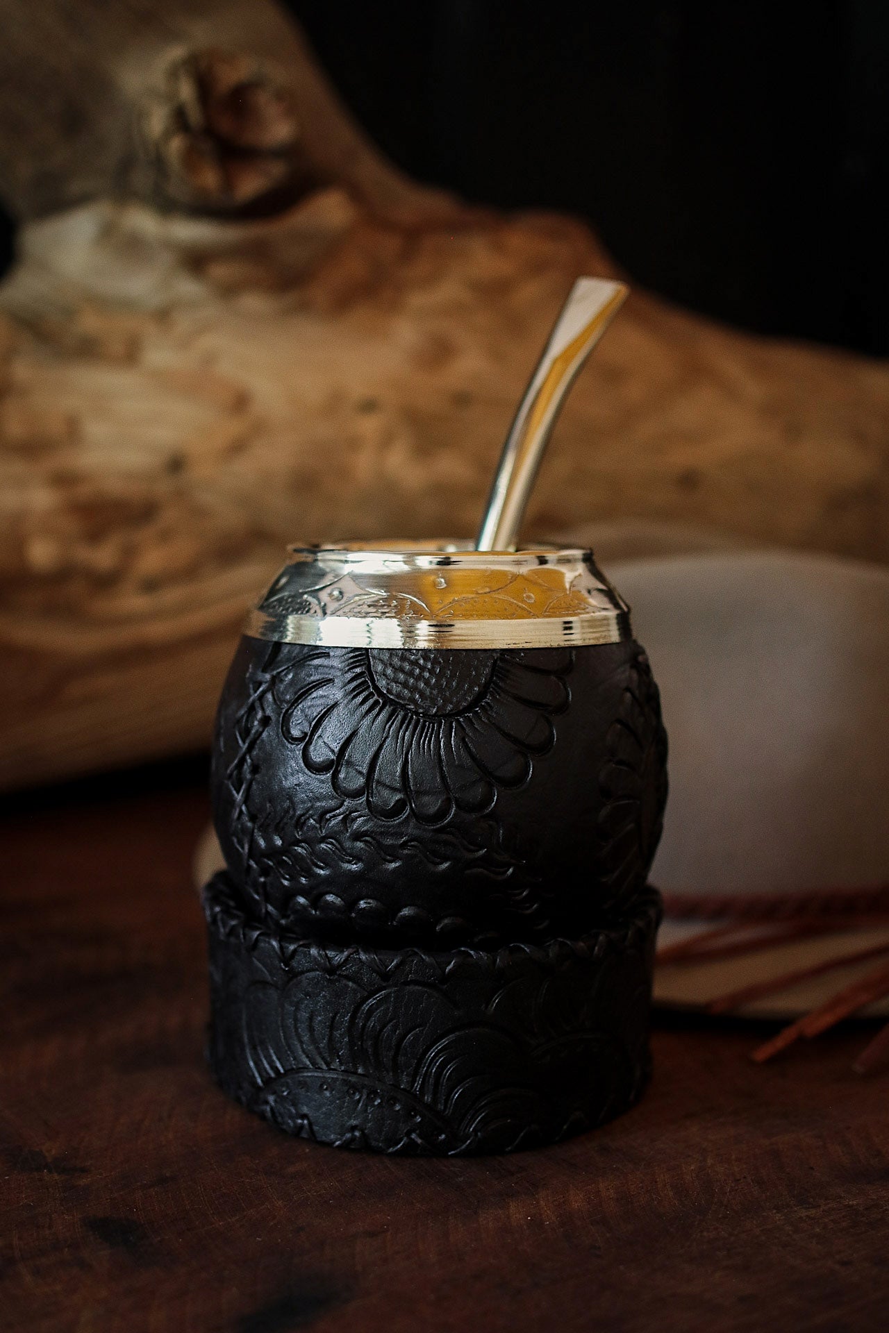 Mate criollo forrado en Cuero Natural y Bombilla