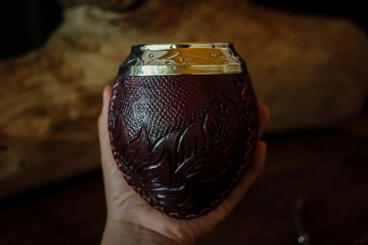 Mate criollo forrado en Cuero Natural y Bombilla