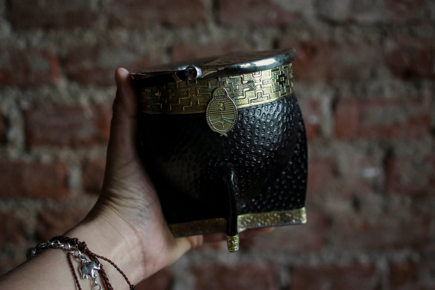 Imperial Cuero y Bronce con Escudo, Matepa y Bombilla