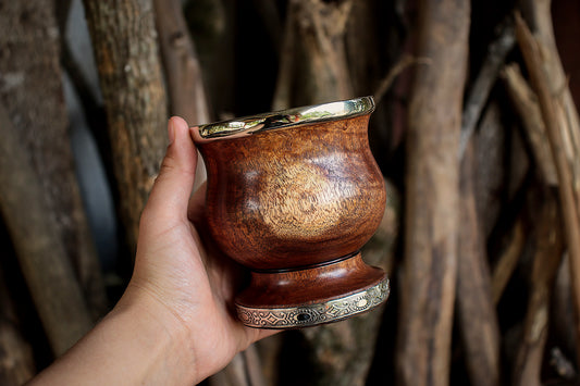 Mate de Algarrobo y Alpaca con Bombilla