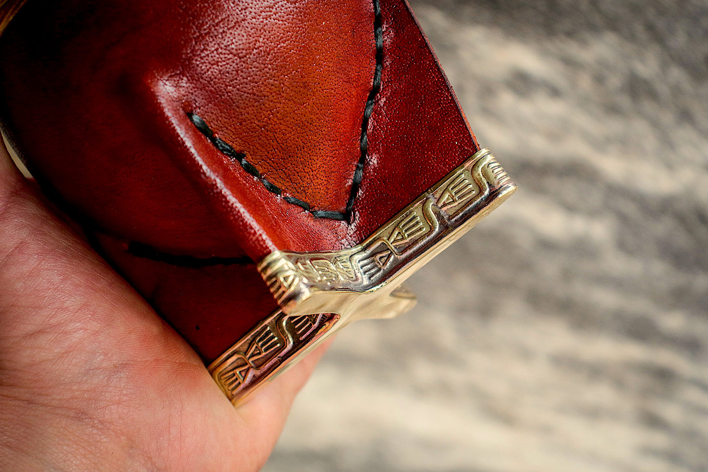Imperial Embossed Leather and Nickel Silver with Bronze Shield
