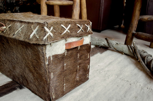 Baúl Rústico de Cuero Natural