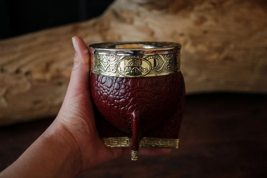 Mate Imperial de Cuero y Bronce con Bombilla