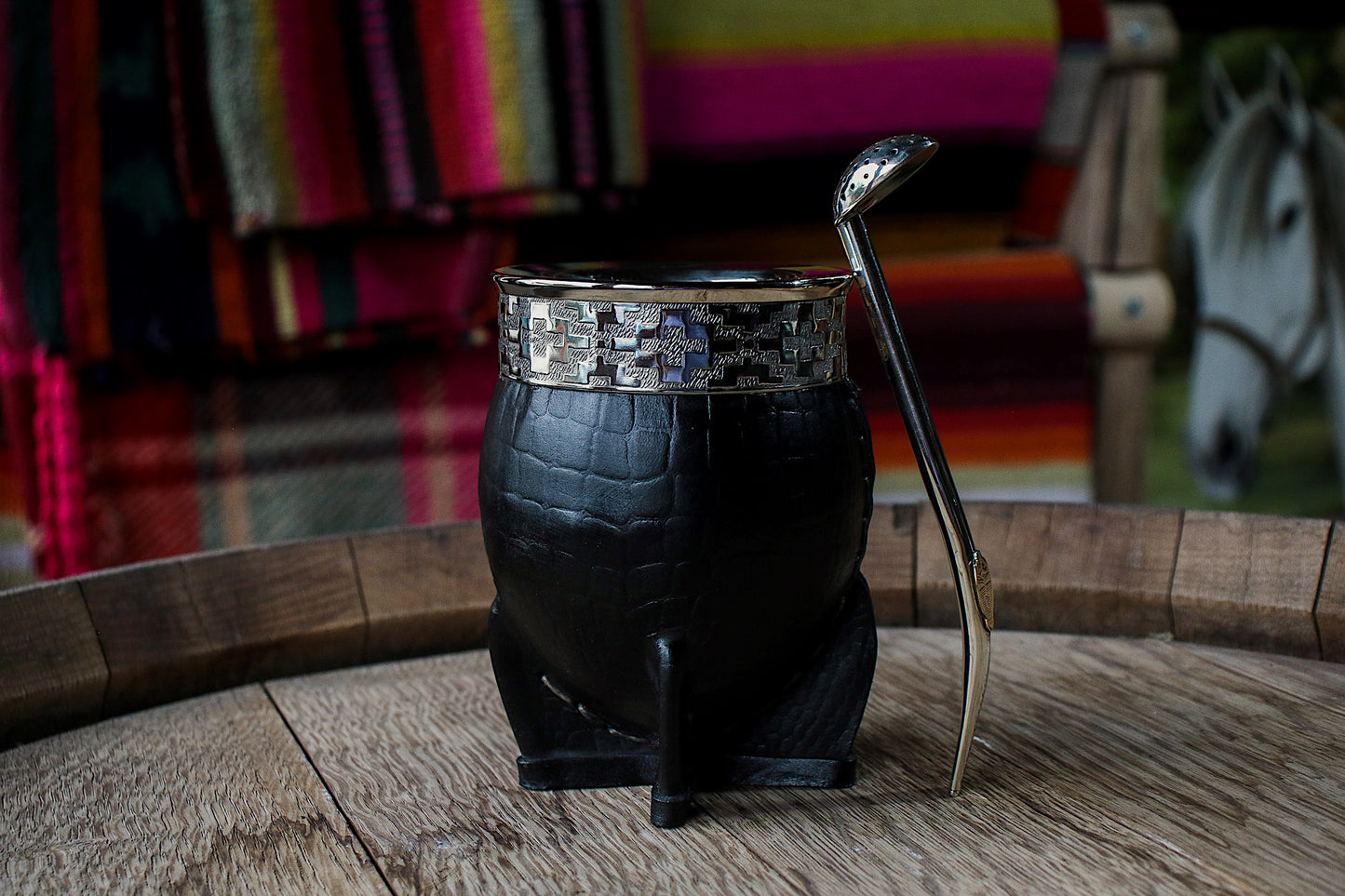 Imperial Embossed Leather and Nickel Silver with Bronze Shield