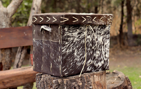 Baúl Rústico de Cuero Natural