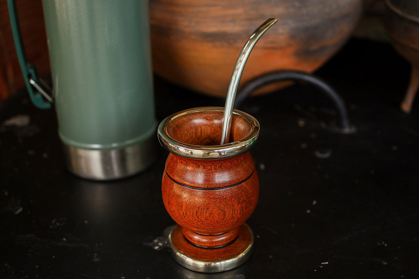 Mate de Algarrobo y Alpaca con Bombilla