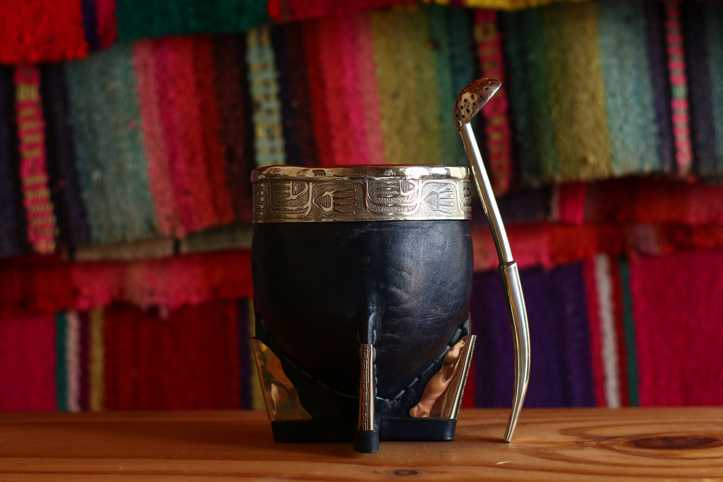 Mate Imperial Leather and Nickel Silver metal straw