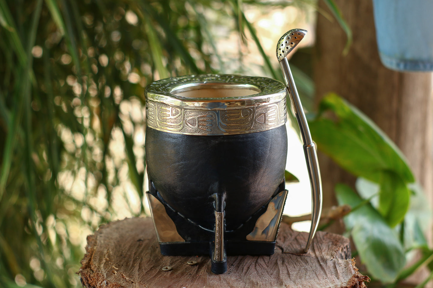 Mate Imperial Leather and Nickel Silver metal straw