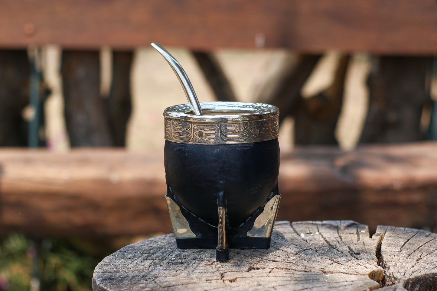 Mate Imperial Leather and Nickel Silver metal straw