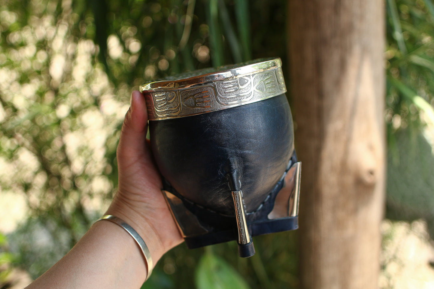 Mate Imperial Leather and Nickel Silver metal straw