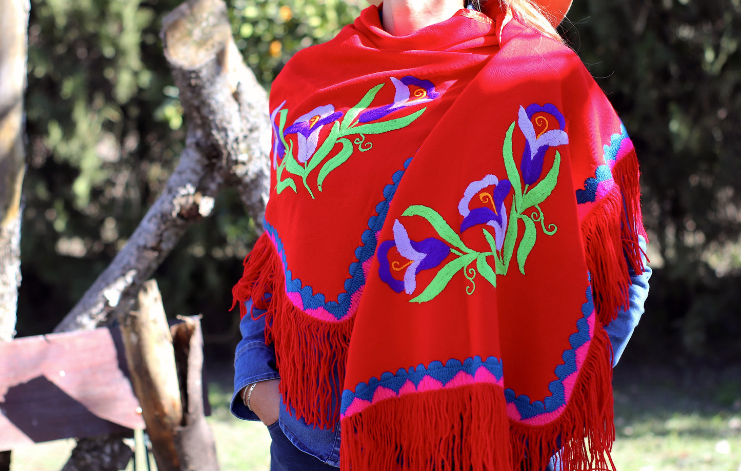 Rebozo Santa Ana Bordado a Mano