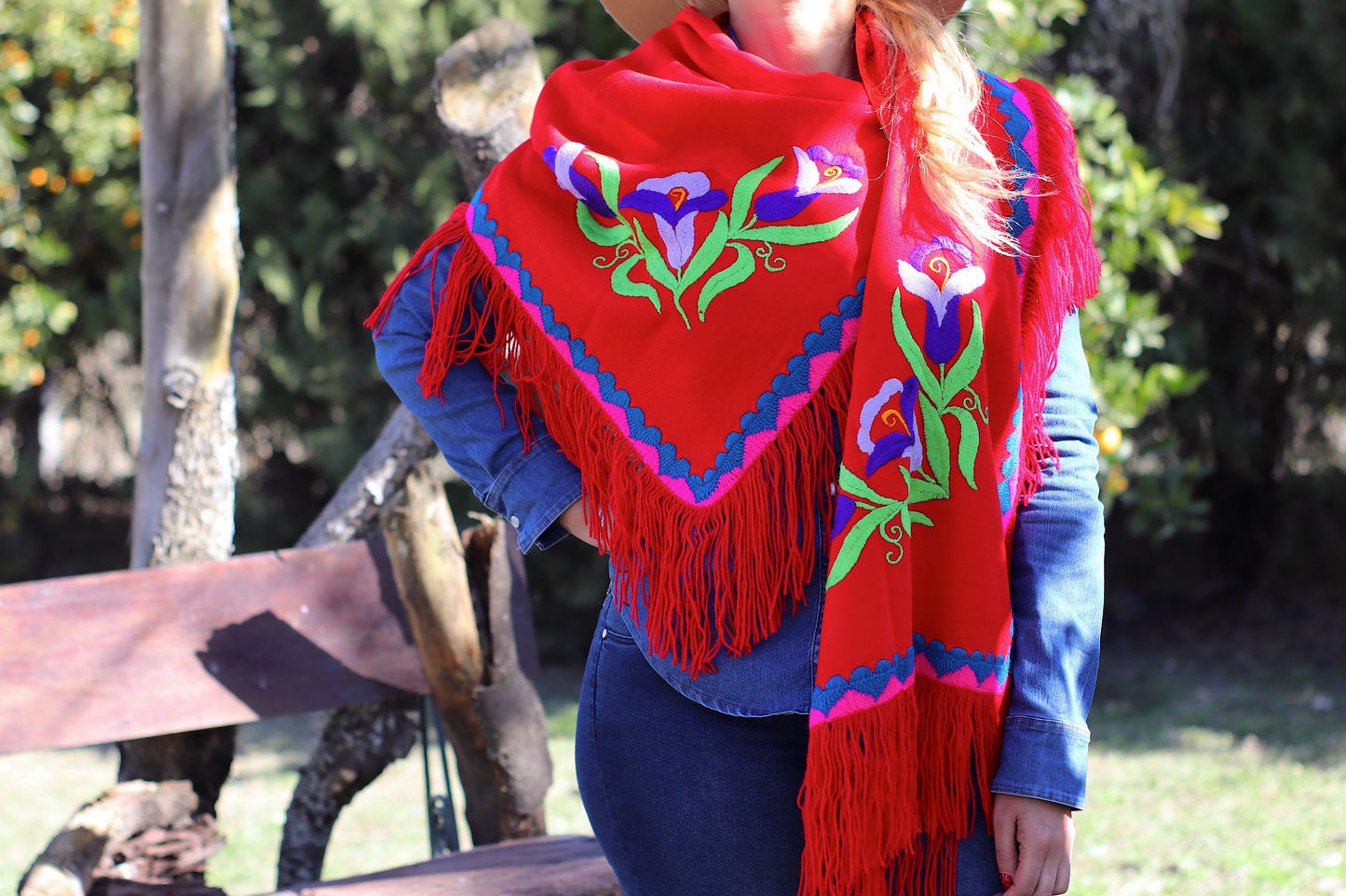 Rebozo Santa Ana Bordado a Mano