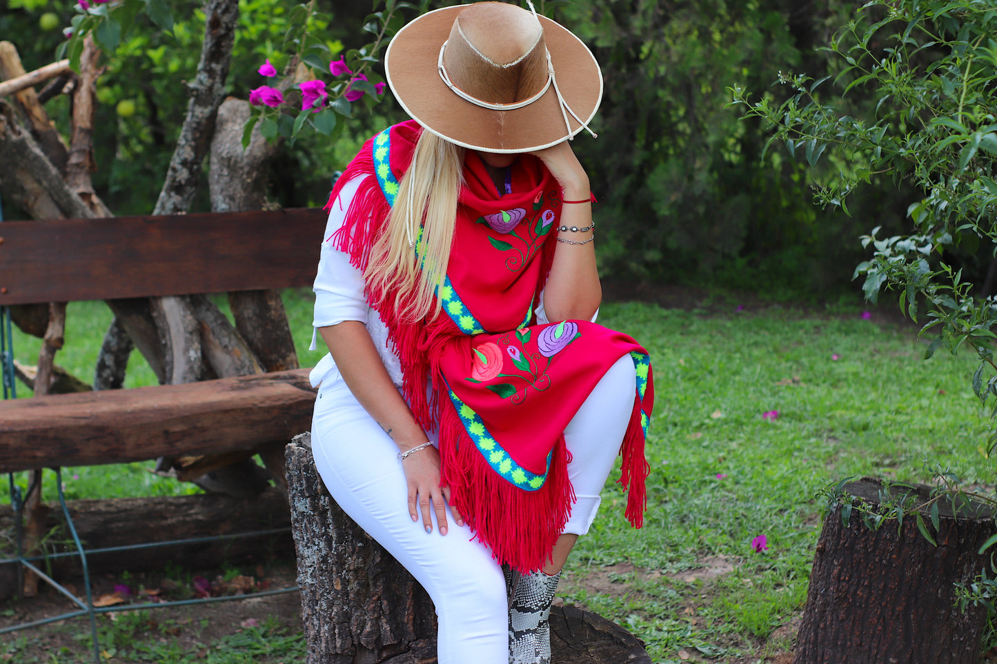 Rebozo Santa Ana Bordado Artesanal
