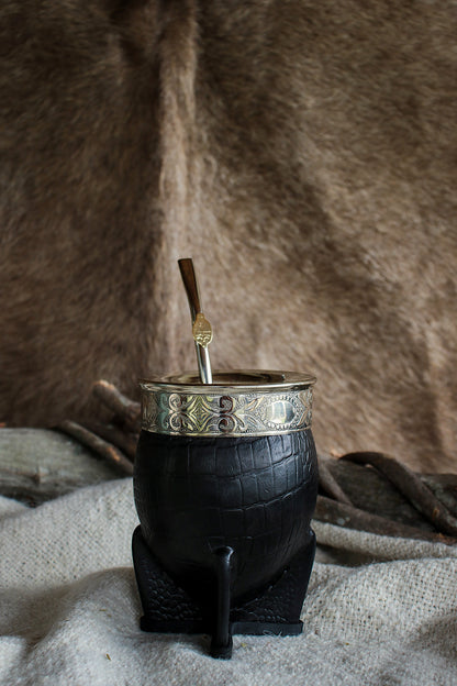 Imperial Cuero Croco y Alpaca con Bombilla