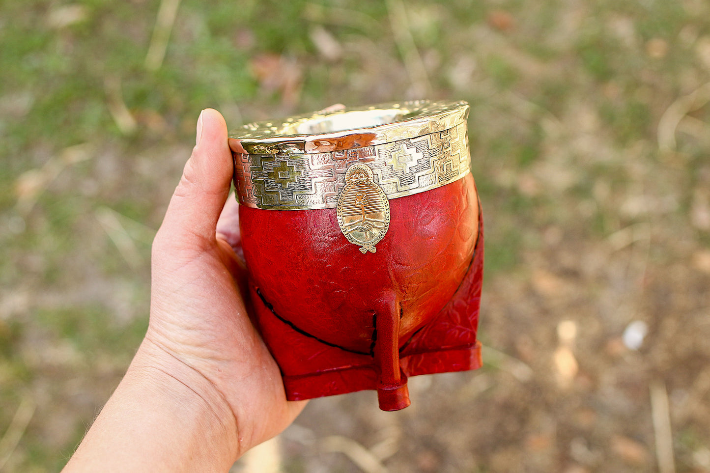 Imperial Embossed Leather and Nickel Silver with Bronze National Shield
