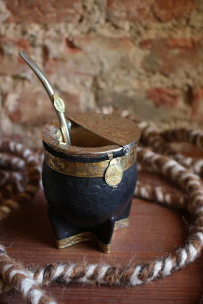 Imperial Cuero y Bronce con Escudo, Matepa y Bombilla