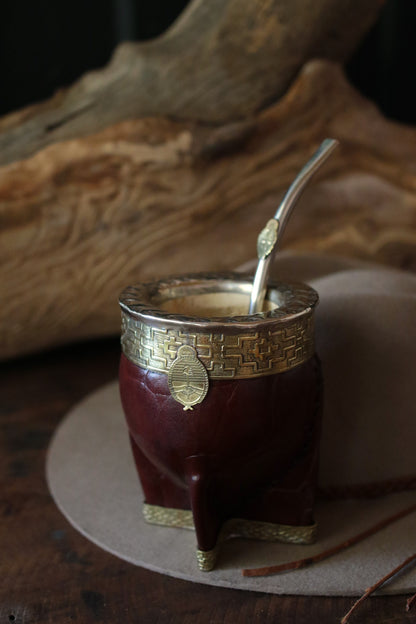 Mate Imperial de Cuero y Bronce con Bombilla