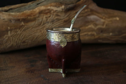 Mate Imperial de Cuero y Bronce con Bombilla