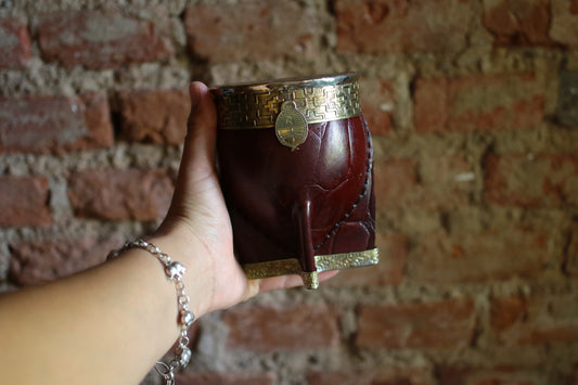 Mate Imperial de Cuero y Bronce con Bombilla