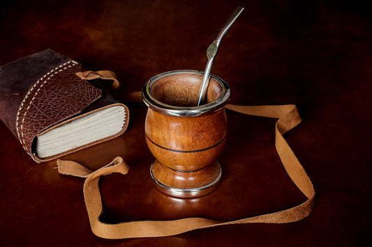 Carob and Nickel Silver Mate with metal straw