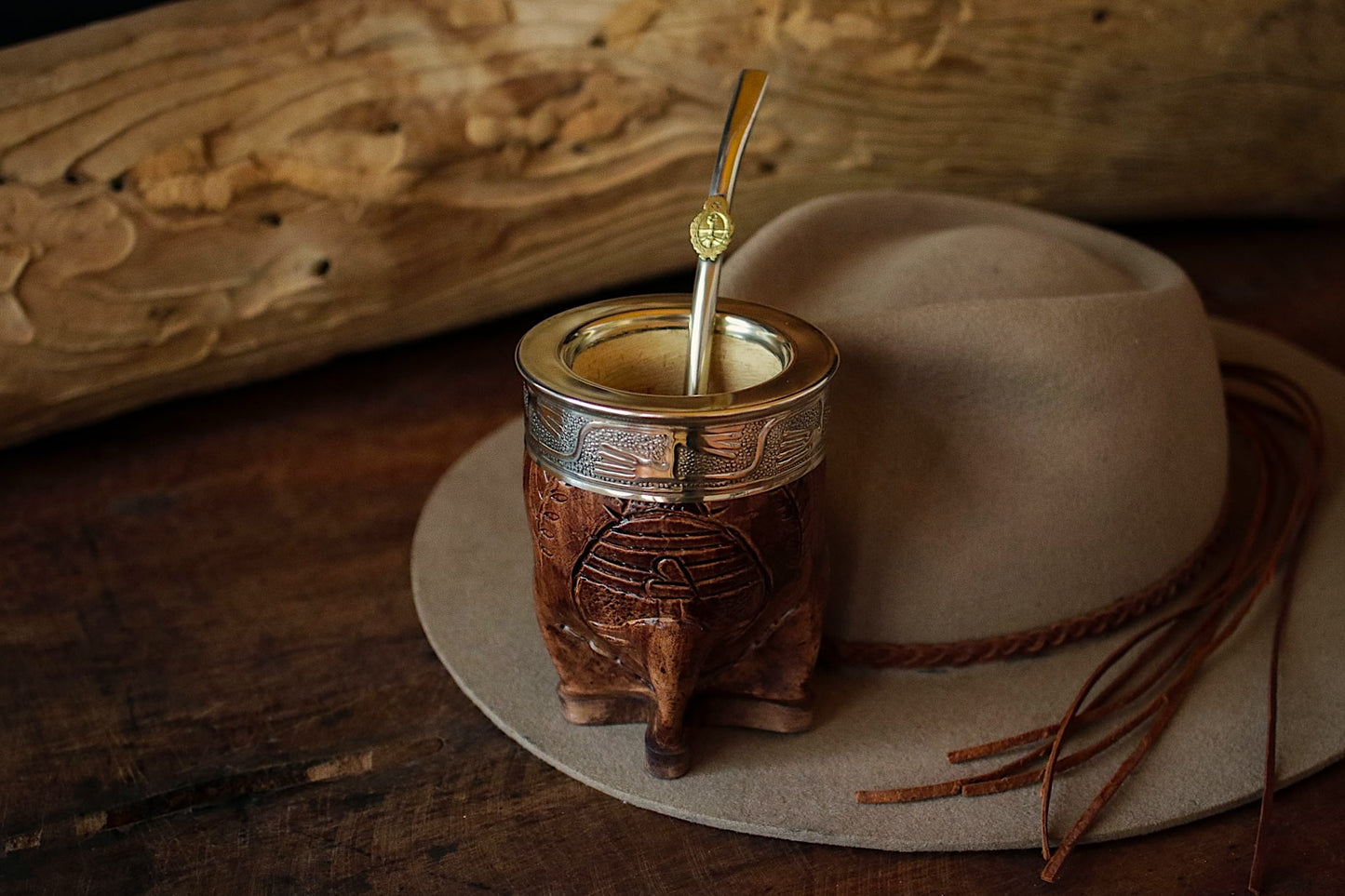 Imperial Cuero y Alpaca con Bombilla