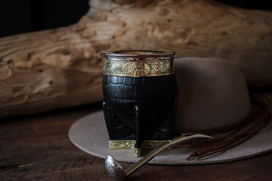 Mate Imperial de Cuero y Bronce con Bombilla