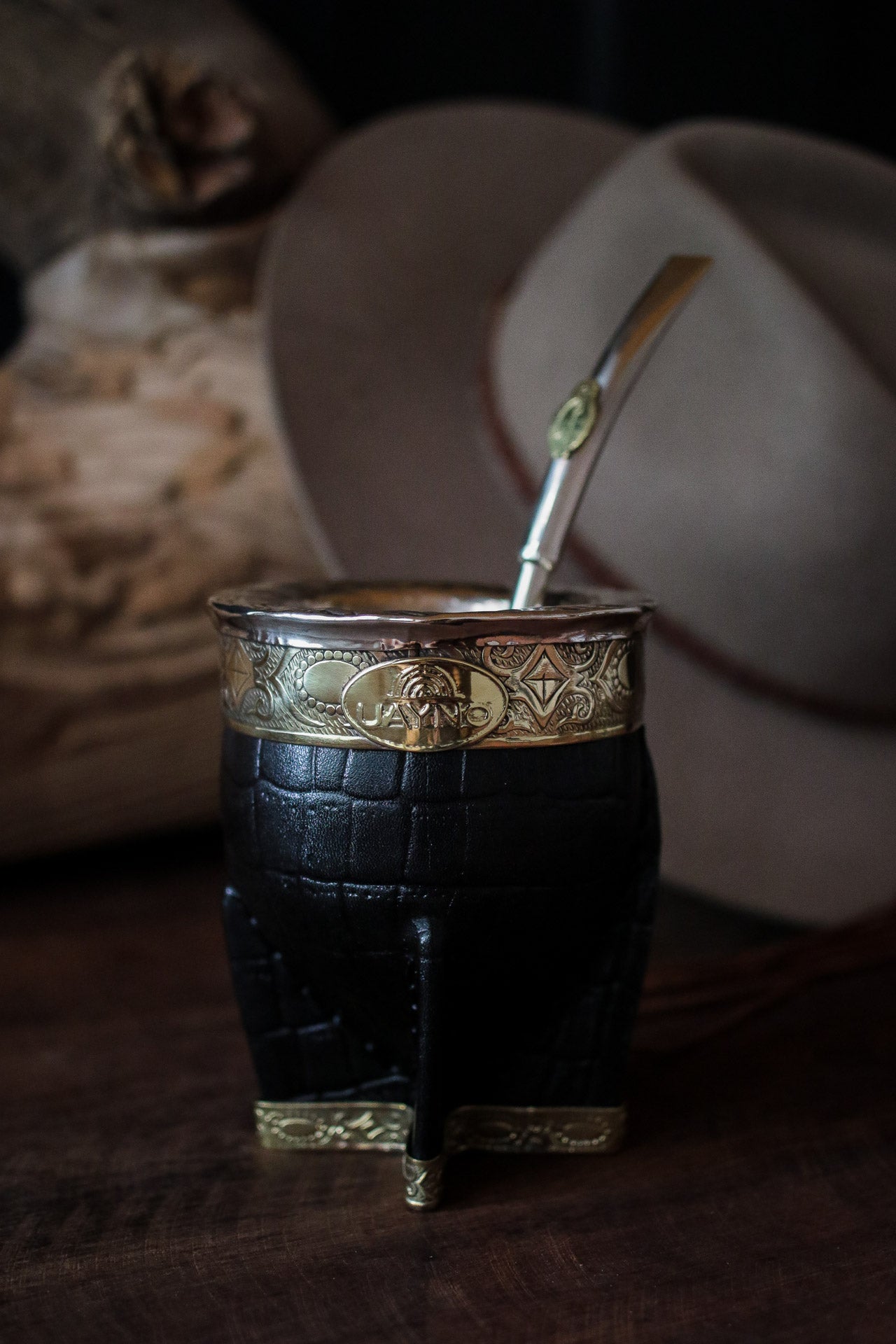 Mate Imperial de Cuero y Bronce con Bombilla