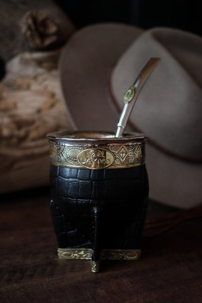 Mate Imperial de Cuero y Bronce con Bombilla