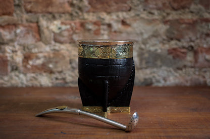 Mate Imperial de Cuero y Bronce con Bombilla