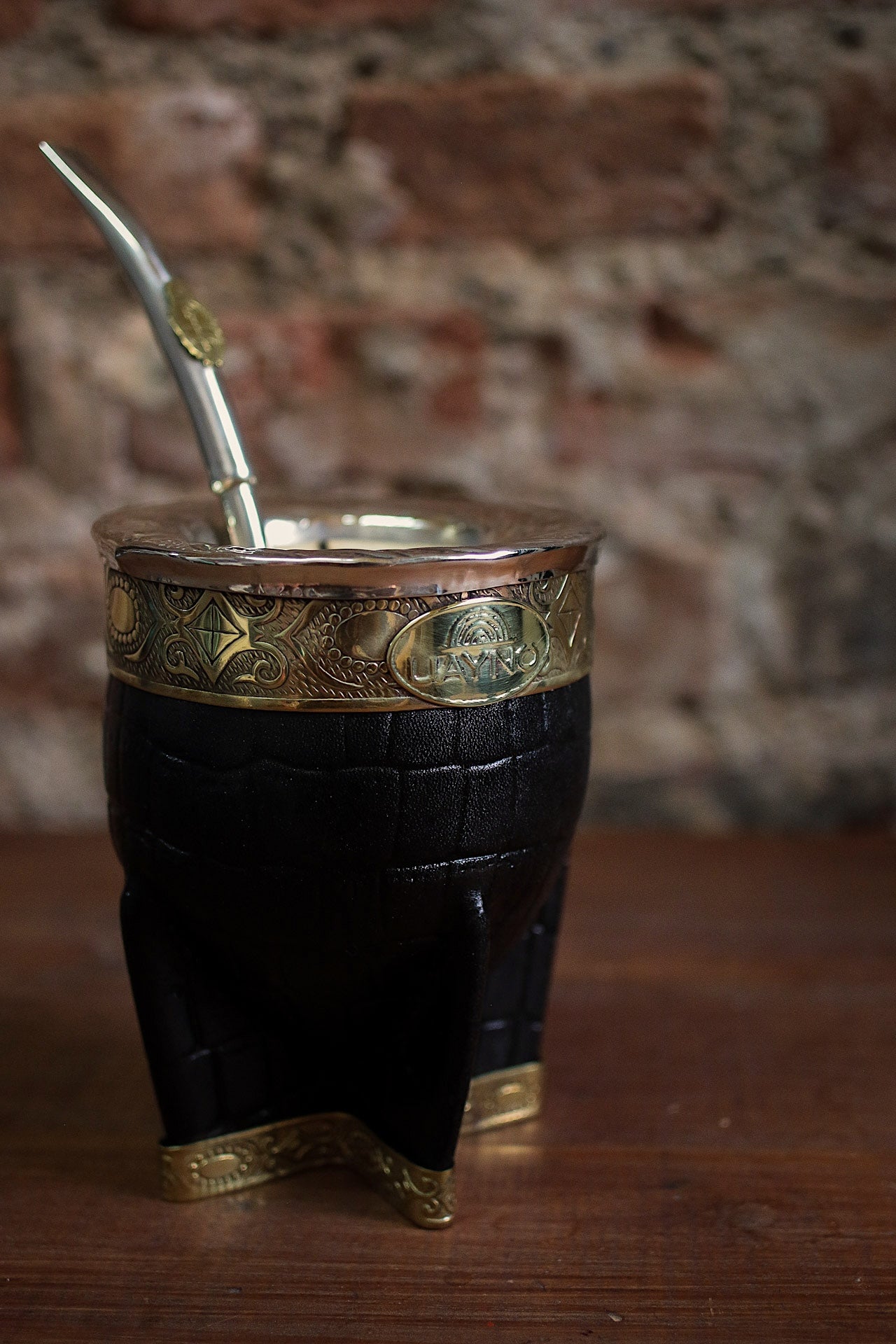 Mate Imperial de Cuero y Bronce con Bombilla