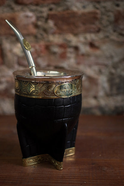 Mate Imperial de Cuero y Bronce con Bombilla