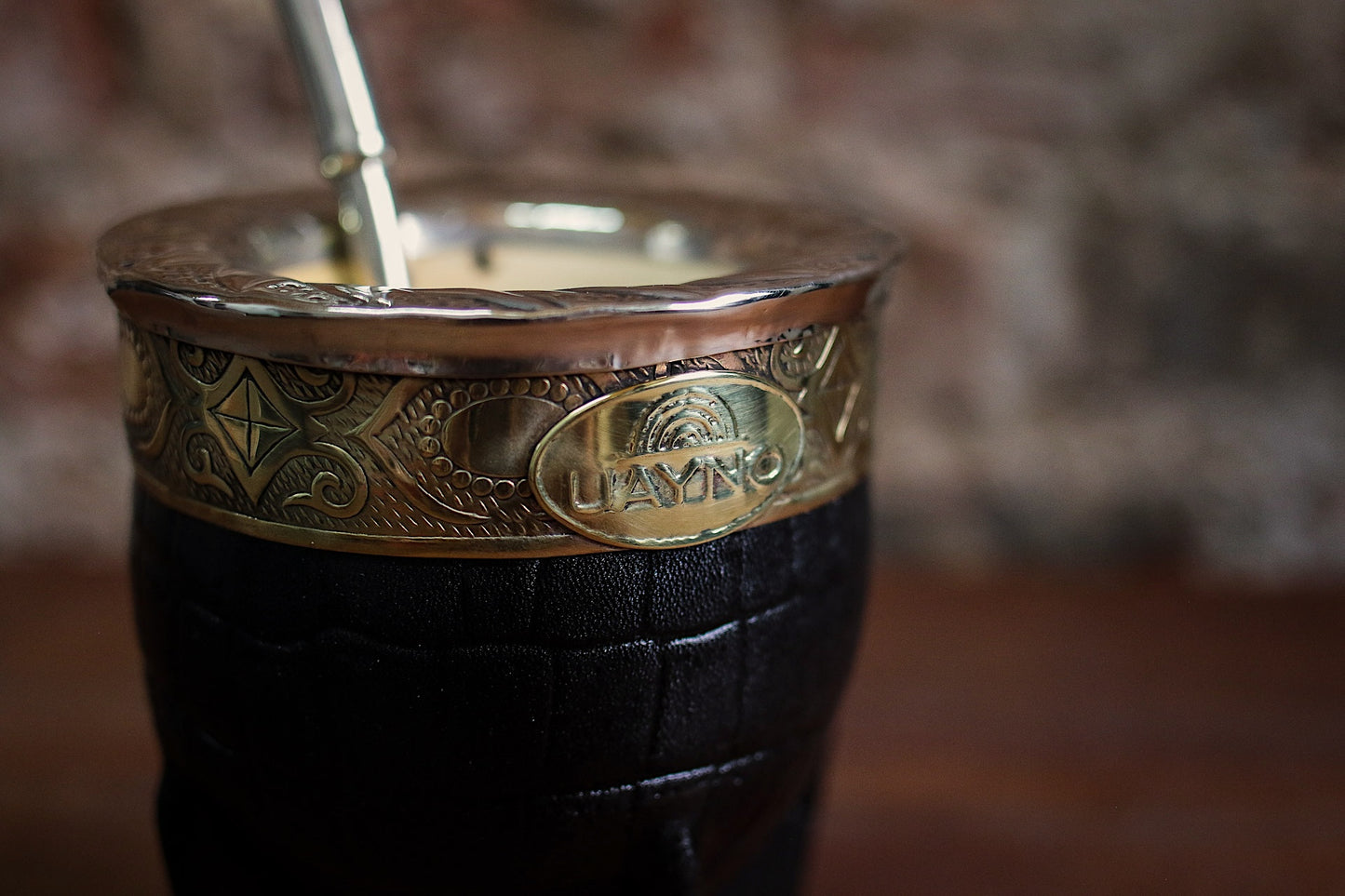 Mate Imperial de Cuero y Bronce con Bombilla