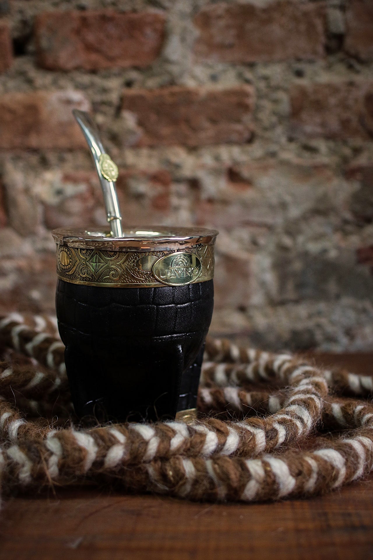 Mate Imperial de Cuero y Bronce con Bombilla