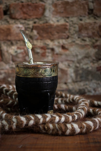 Mate Imperial de Cuero y Bronce con Bombilla