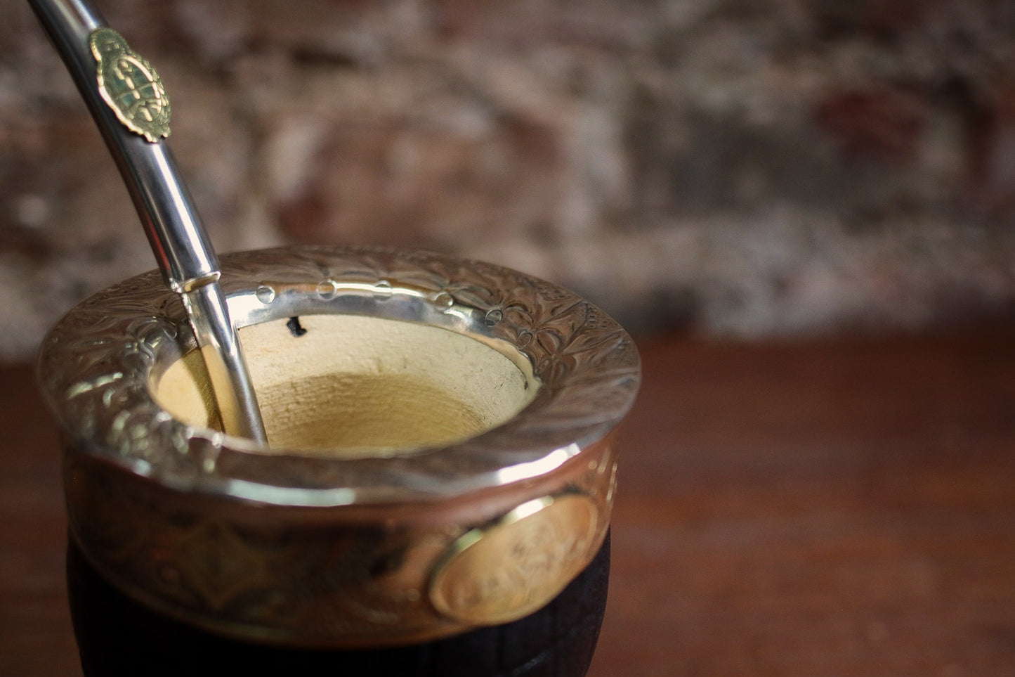 Mate Imperial de Cuero y Bronce con Bombilla