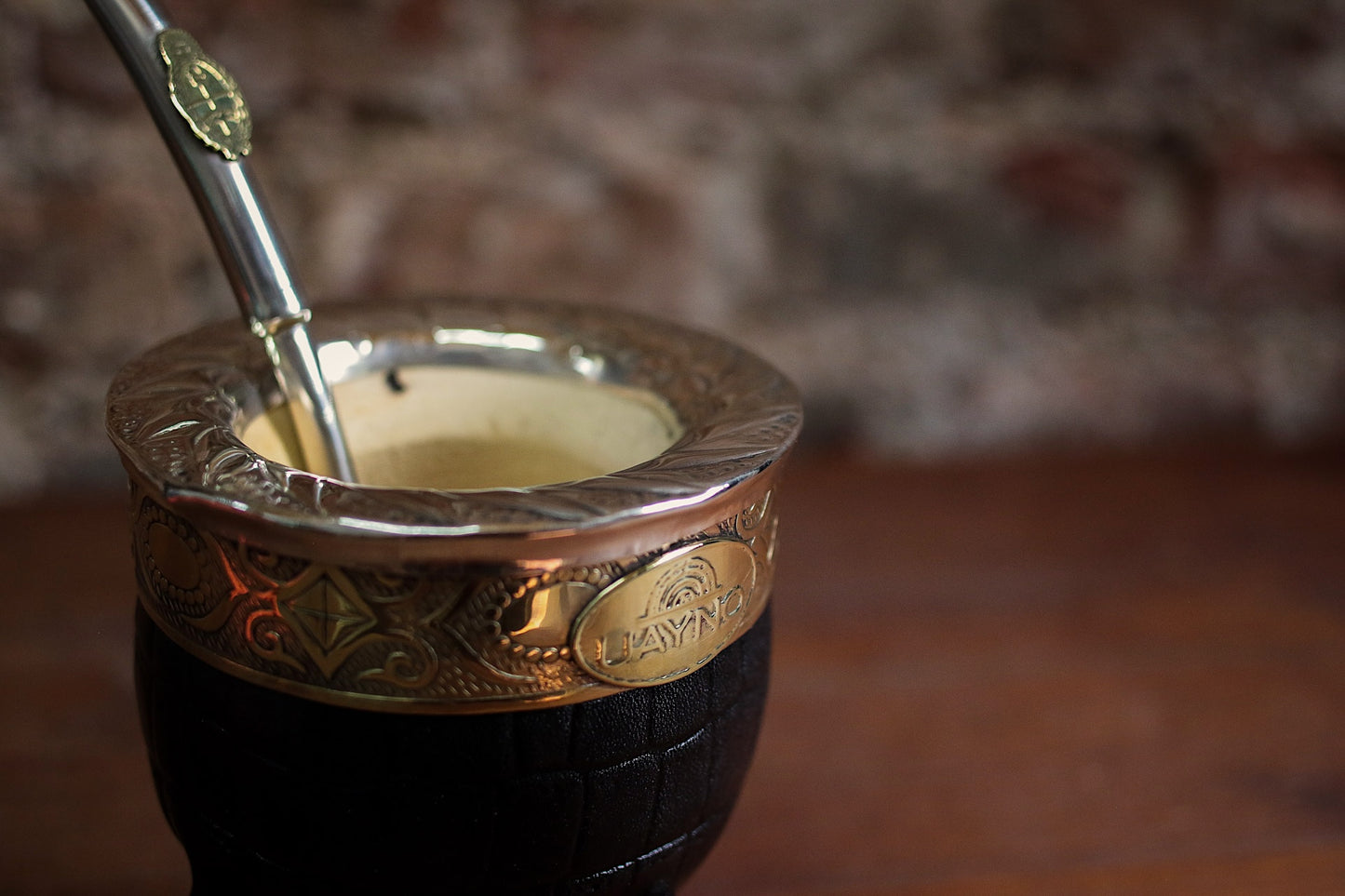 Mate Imperial de Cuero y Bronce con Bombilla