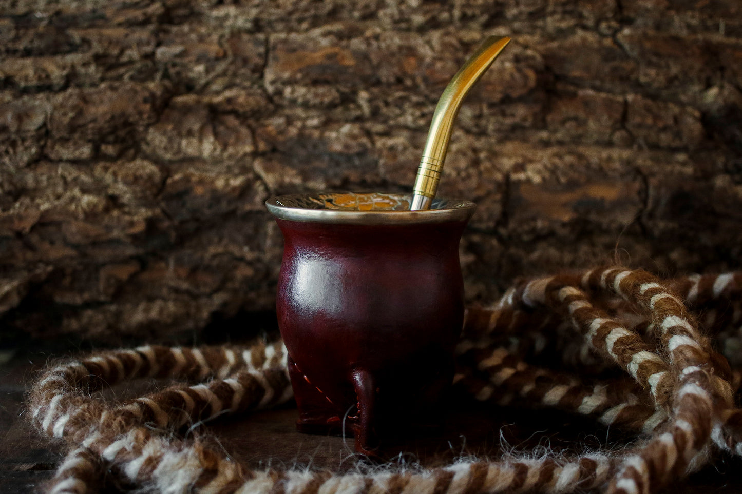 Mate de Cuero y Alpaca con Bombilla