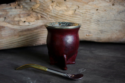 Mate de Cuero y Alpaca con Bombilla