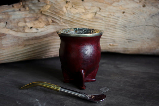 Mate de Cuero y Alpaca con Bombilla