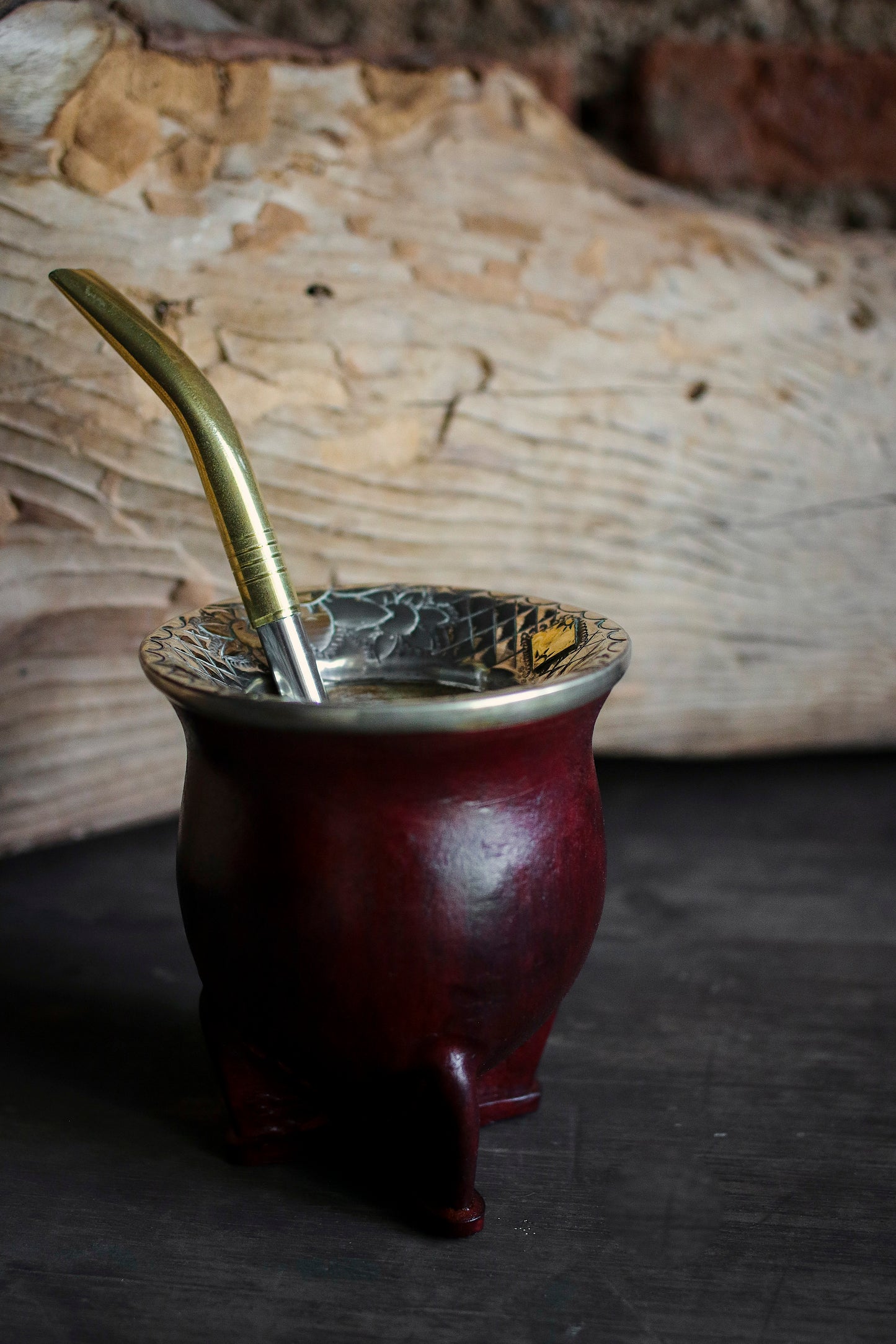 Mate de Cuero y Alpaca con Bombilla