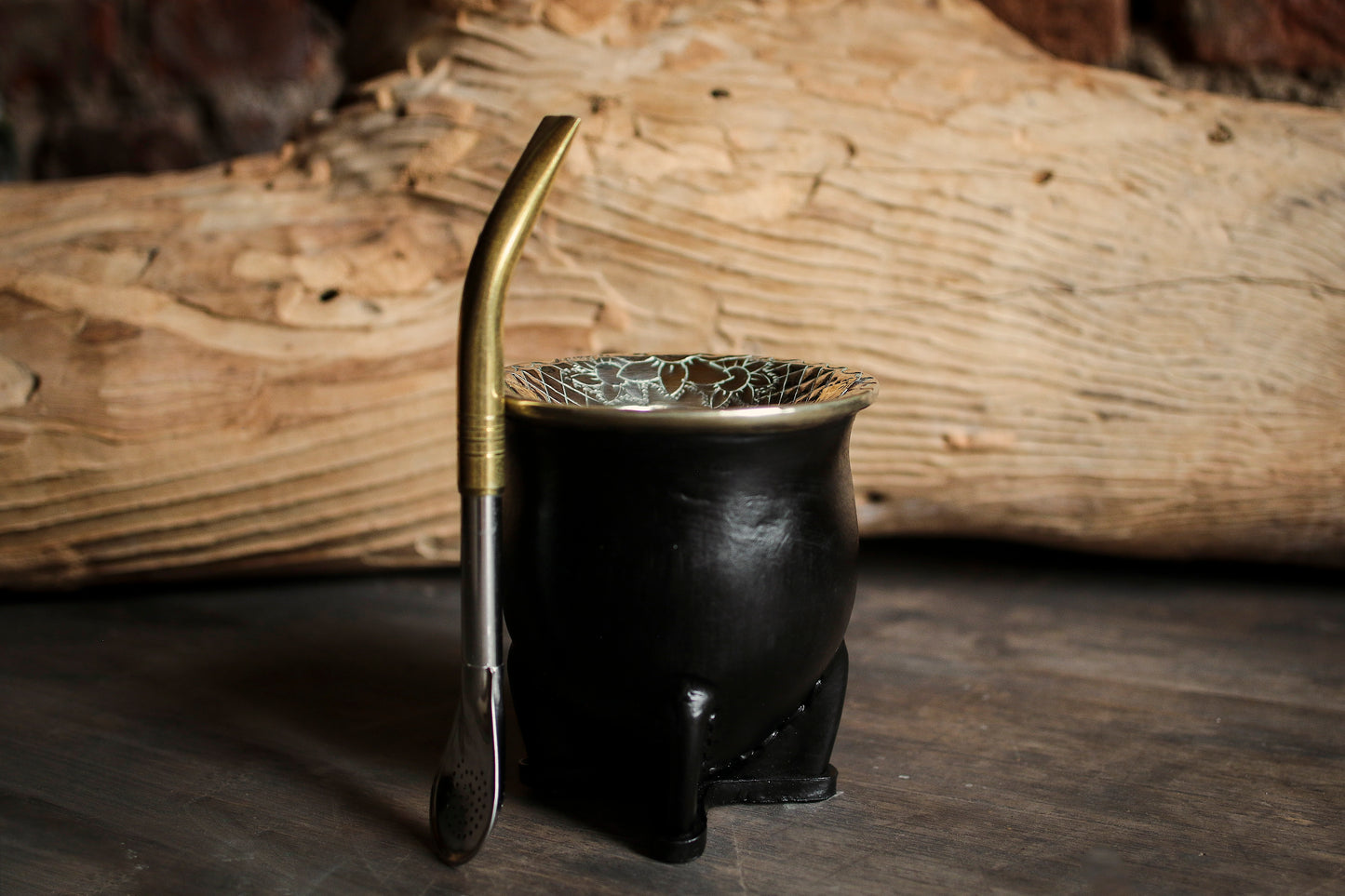 Mate de Cuero y Alpaca con Bombilla