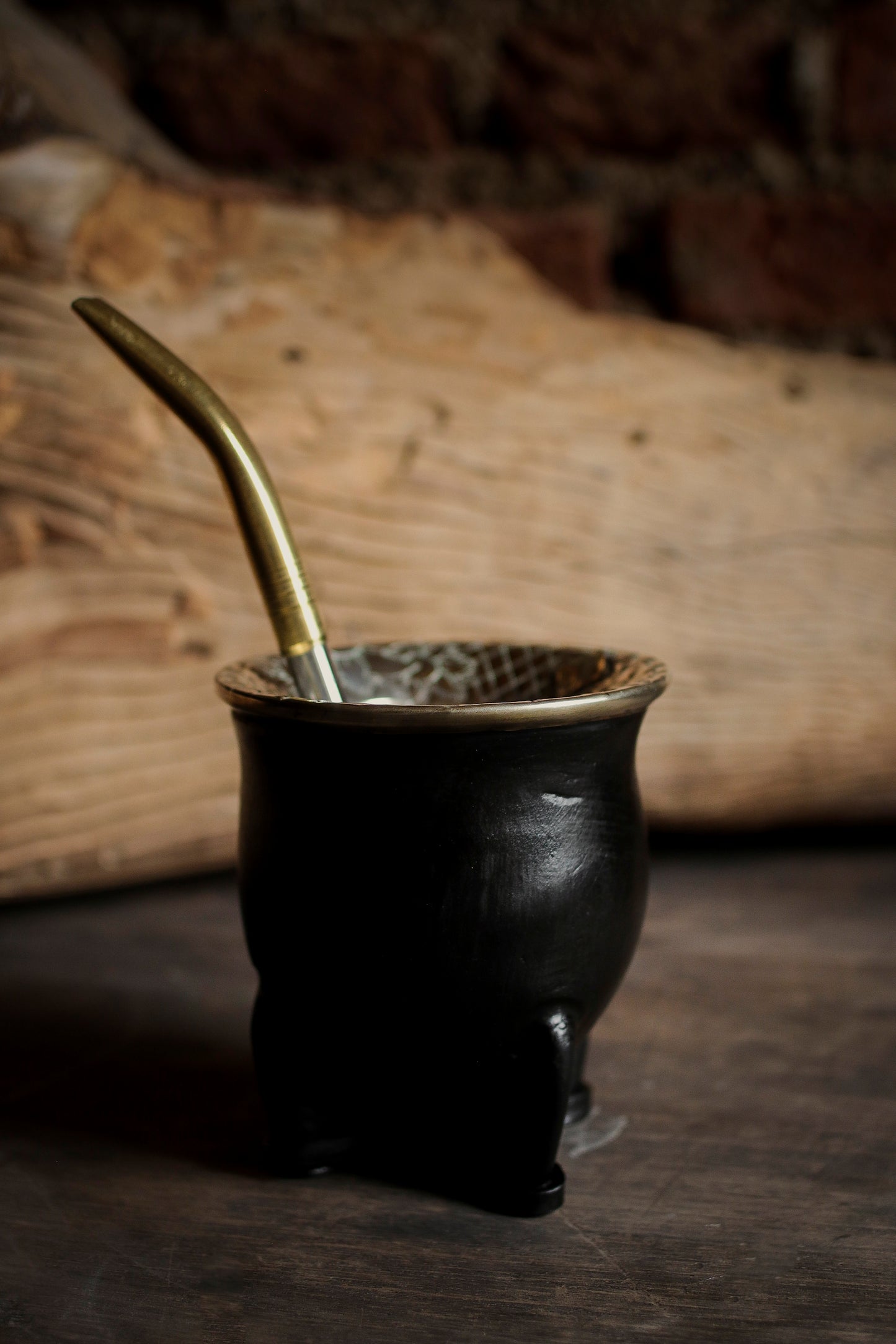 Mate de Cuero y Alpaca con Bombilla