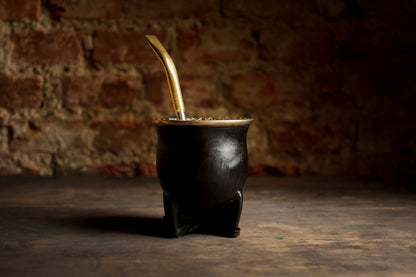 Mate de Cuero y Alpaca con Bombilla